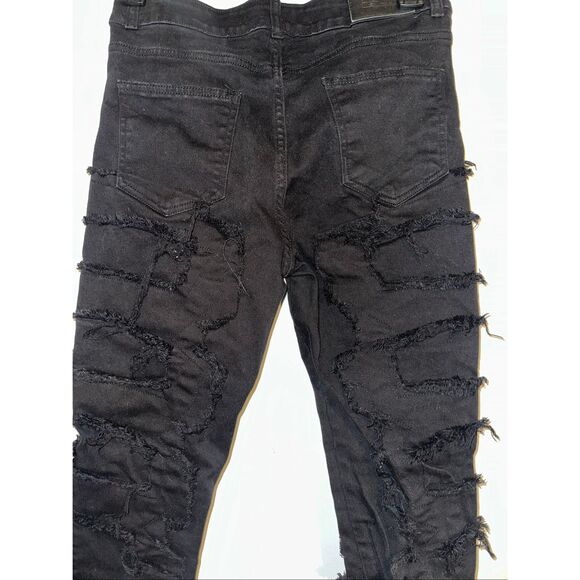 Focus Black Stacked Skinny Flare Double stacked 30 x 38 Jeans - Picture 7 of 10